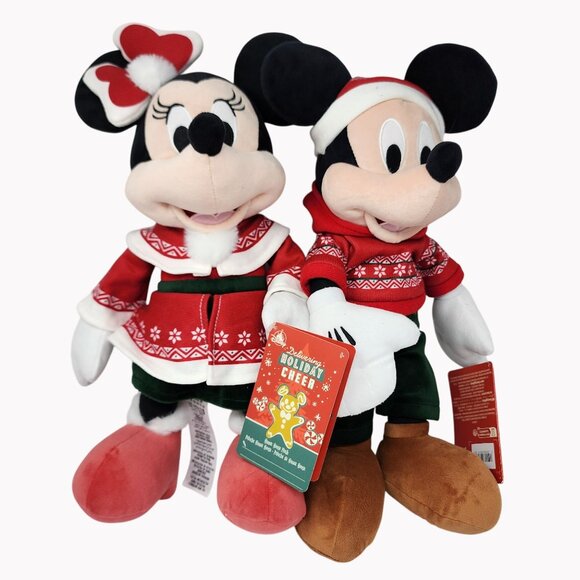 Disney Mickey Minnie Mouse Holiday Cheer Plush Dolls Set 2022  16" Christmas New - Picture 1 of 11
